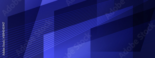 High tech blue background with transparent geometric layers and thin elegant curved lines for corporate use