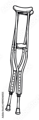 Pair of essential medical crutches providing vital mobility support for rehabilitation and recovery from injury or disability, perfect for healthcare educational materials and graphic