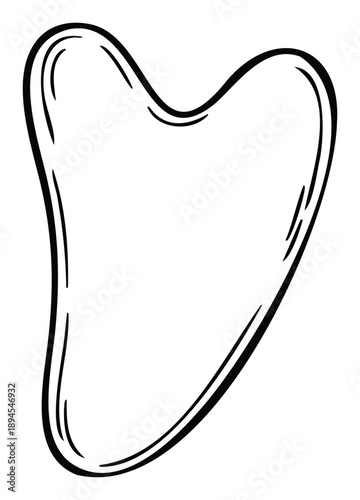 This sleek outlined Gua Sha stone for traditional massage and modern skincare routines is excellent for illustrating wellness practices, beauty product labels, or holistic health content.