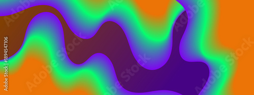Multi layered fluid wave composition featuring purple teal and orange gradient transitions