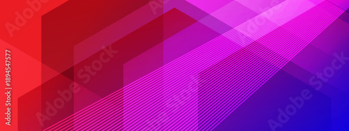 High tech abstract background featuring transparent geometric layers and diagonal light lines in deep red and purple tones
