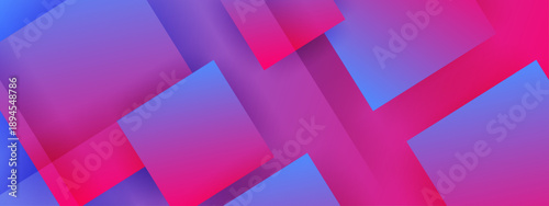 Creative pink and blue background with dynamic overlapping geometric square shapes and soft gradients