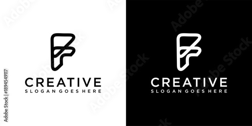 F initial letter logo design template vector