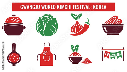 Iconography for the Gwangju World Kimchi Festival Korea showing food and cooking elements