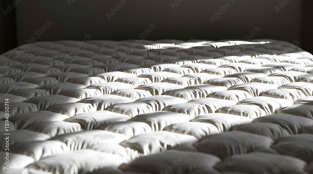 Fototapeta premium Close-up of a quilted mattress with soft lighting.