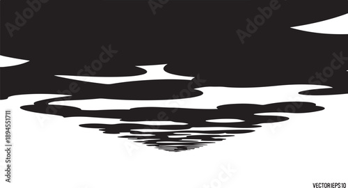 Abstract black and white water reflection art design concept