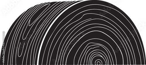 Black and white tree trunk cross section illustration image