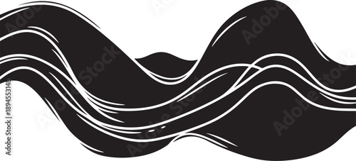 Black and white wavy lines abstract background illustration design
