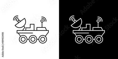 Exploring the cosmos A sleek, modern rover icon illustration on contrasting backgrounds