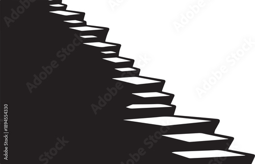 Staircase leading up to a bright white background slowly