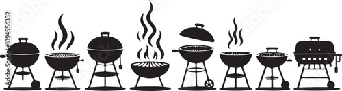 BBQ icon vector set. Grill illustration sign collection. Picnic symbol or logo.