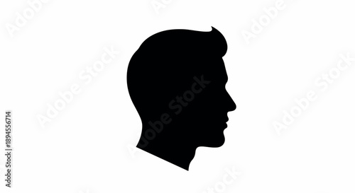 Black silhouette of a young man's head in profile against a plain white background.