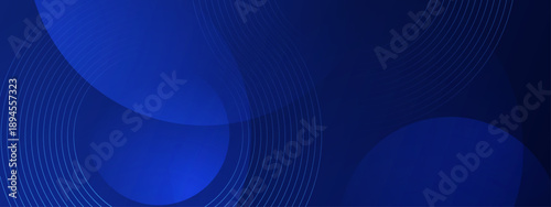 Deep blue digital backdrop with overlapping round shapes and fine curved lines for science tech