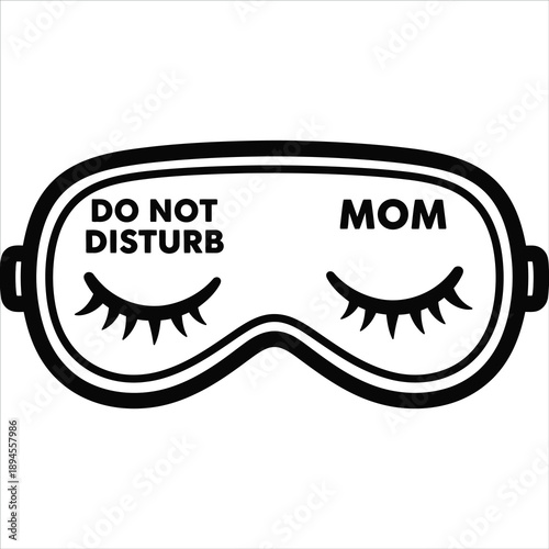 Black and white graphic of a sleep mask with text vector