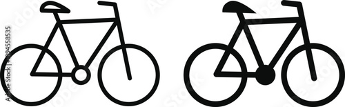 Biking Mountain Icon Set. Off-road cycling symbols. Extreme Cycling Symbols. Mountain biker icon. Outdoor recreation symbols. Tourism and travel sign
