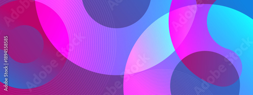Playful abstract composition with overlapping pink blue and purple translucent circles and lines