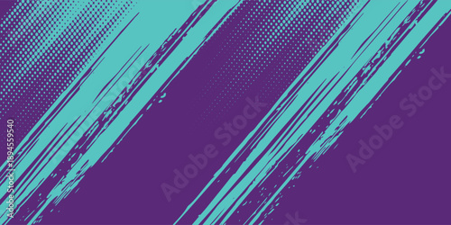Picture Sports Background with Blue and Purple Brush Texture and Halftone Effect. Grunge Background sports