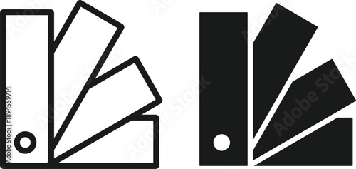 Swatchbook icon set. Color palette and guide symbols. Printing industry symbols. Digital art and layout signs
