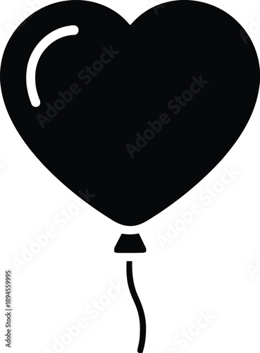 Black heart shaped balloon illustration