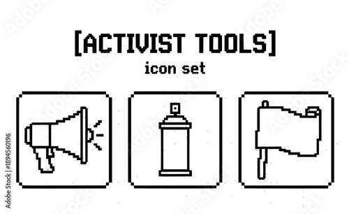Political Activism Tools Icon Set - Megaphone and Spray Paint Vector Silhouettes
