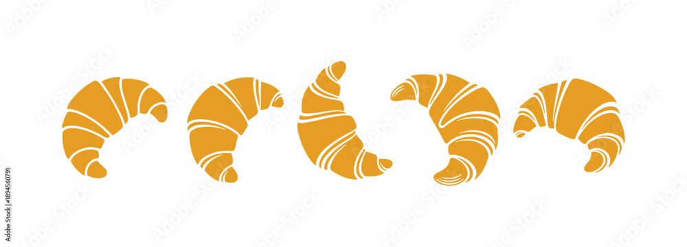 Fototapeta premium Icon of a croissant in glyph form. Crescent roll motif. Vibrant symbol. Negative space usage. Vector art.