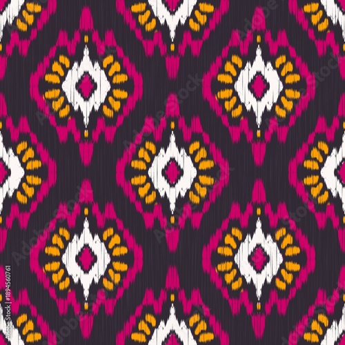 Colorful african tribal ikat pattern. Illustration african tribal embroidery seamless pattern. Ethnic bohemian geometric pattern use for fabric, textile, home decoration elements, upholstery, etc.