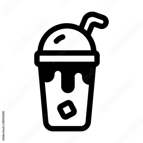 Line style icon depicting an iced latte