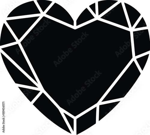 Black heart shaped gemstone on white background