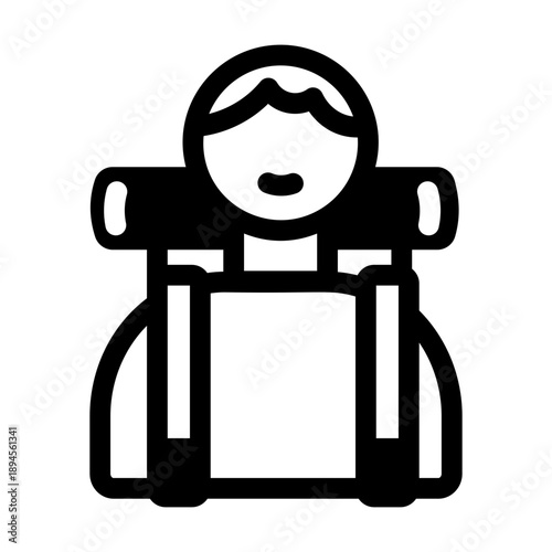 A line style icon showing traveller