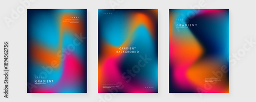 Multi color vibrant fluid abstracts with neon pink and blue tones