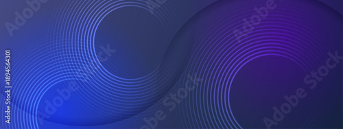 Elegant dark blue background featuring glowing circular lines and waves