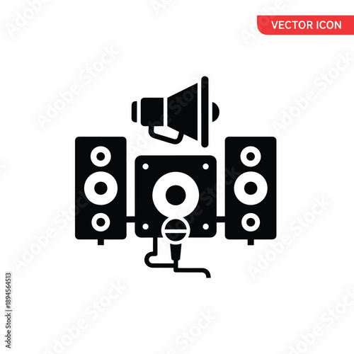 Speakers Microphone and Megaphone Vector Icon