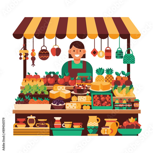 Woman Selling Fresh Fruits and Vegetables.
