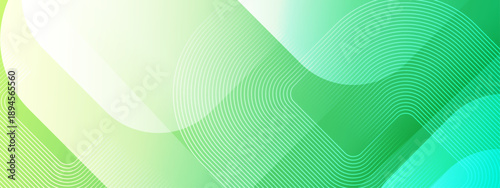 Eco-friendly green gradient background with rounded square layers and thin white geometric lines for sustainable technology themes