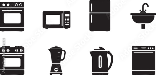 Kitchen appliances black white 1 oven