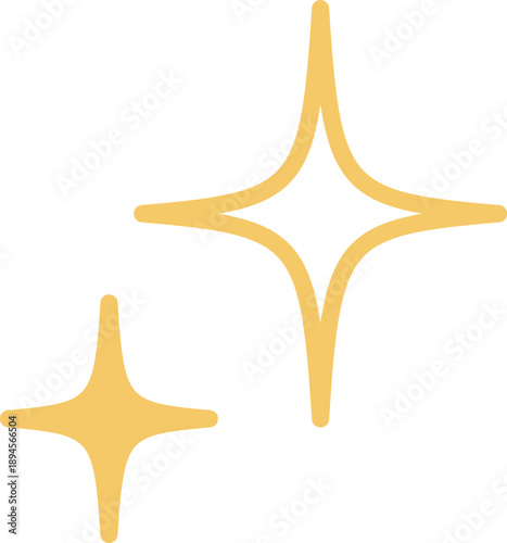 2個の黄色いキラキラのベクターイラスト素材　線と塗り