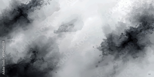 Abstract motion of a blue water splash flowing into a dark nature background with white clouds and mist under a moonlit night storm