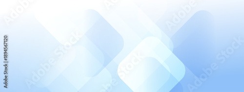 Bright blue and white gradient background with futuristic rounded square elements