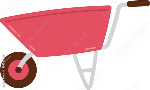 Cartoon Style Pink Wheelbarrow Illustration