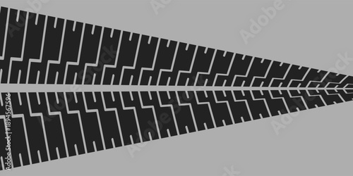 Black tire marks on road, Black rubber tire marks and tread marks, Tire trace track wheels texture and background, Auto tire tread grunge, Car wheel tyre tread track black tyre print, Top view.