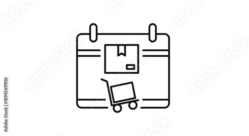 Calendar page with shopping cart icon indicating online purchase scheduling