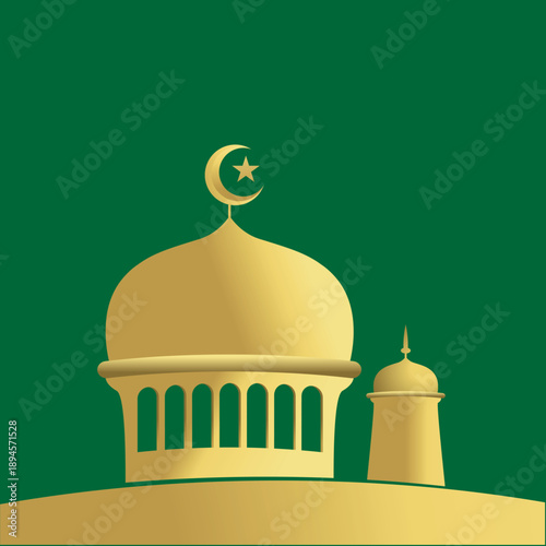 Golden Mosque Template Vector Illustrator.eps