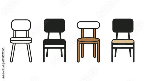 Different chairs in black brown and beige colors furniture