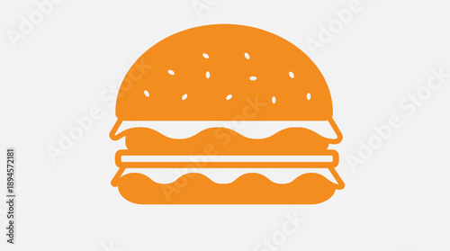 Orange hamburger with sesame seeds bun food fast