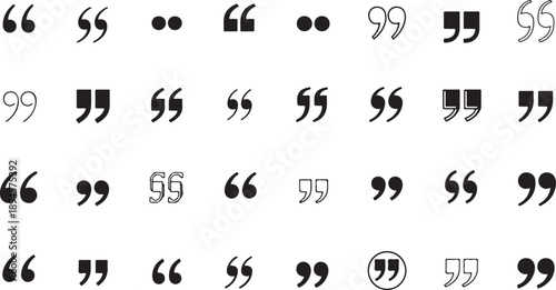 Collection of various quotation marks in different styles and variations Vector