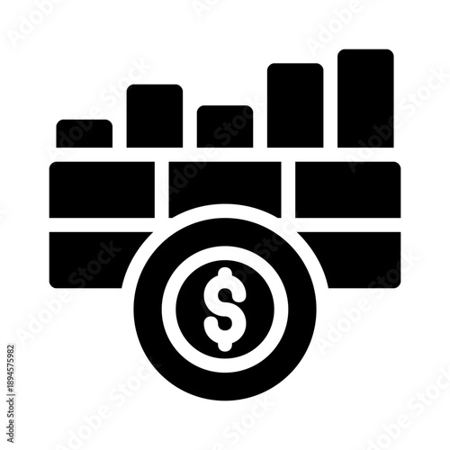 Wall currency dollar sign savings coin, depicting financial growth and profitability trends. Ideal for business presentations and financial reports.
