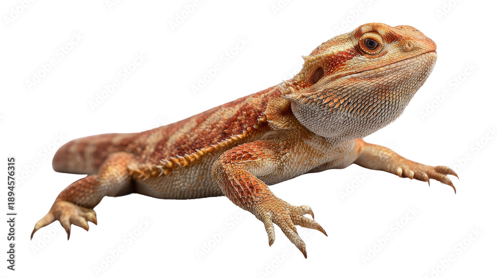 Obraz premium Bearded dragon perched on rock background isolated on a Transparent background, PNG file.
