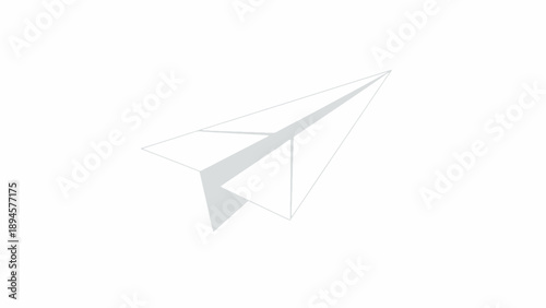 Minimalistic paper airplane on a white background symbolizing creativity and simplicity.