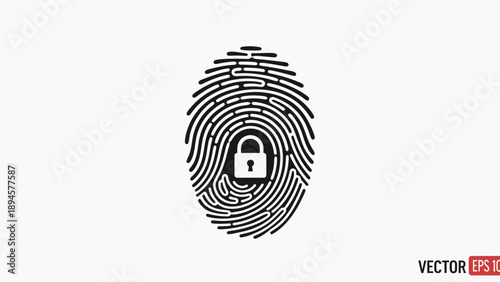 Fingerprint with a padlock symbolizing security and privacy protection.