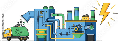 Waste Management Facility Processing Recyclables into Energy via Advanced Technology and Machinery